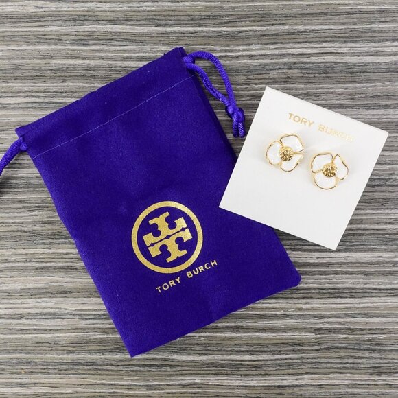 Tory Burch Fleur Flower Stud Earrings White OS - Picture 11 of 13